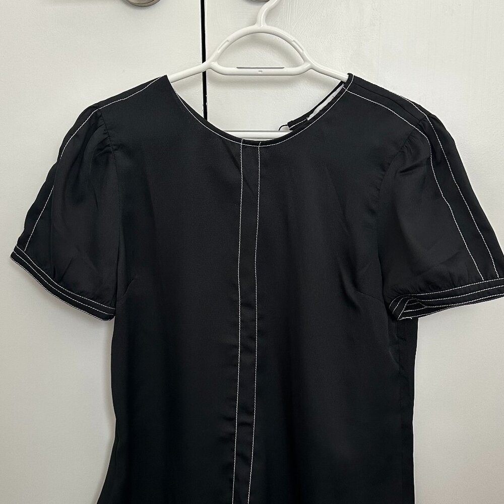 Black Blouse with Contrast Stitching